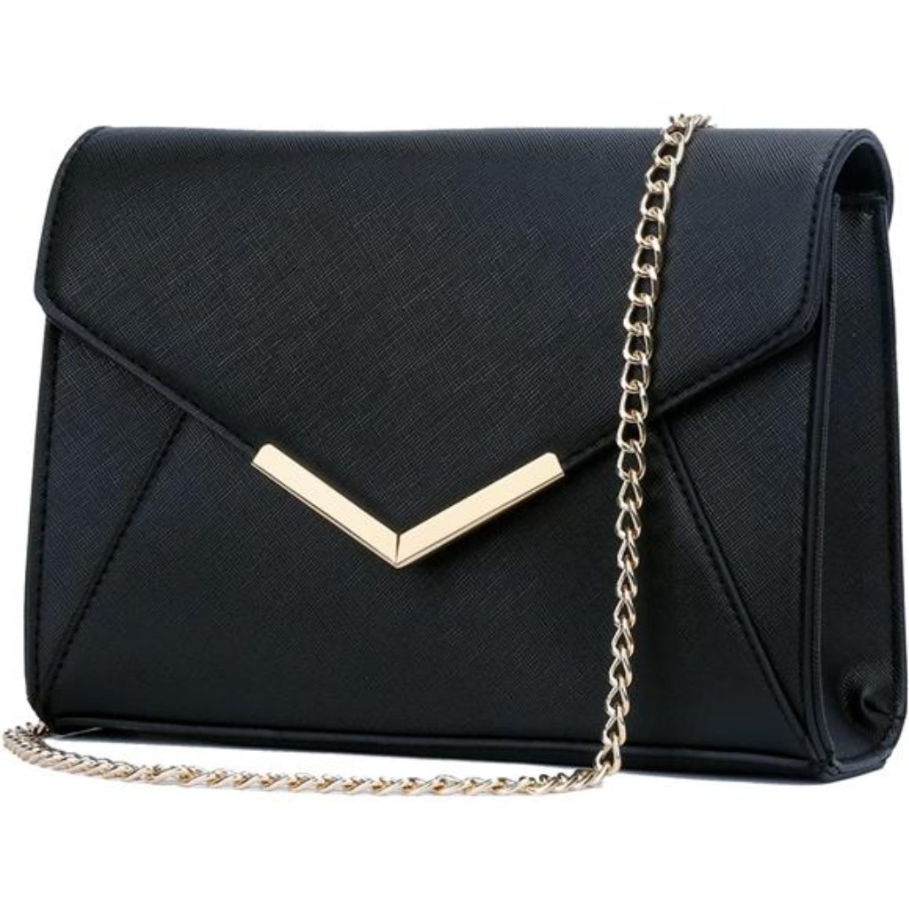 Women Elegant Faux Leather Evening Envelope Clutch Purse Foldover Bags For Party